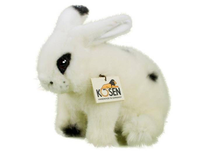 Kösen Kuscheltier Kösen Kaninchen weiß 24 cm Flecki