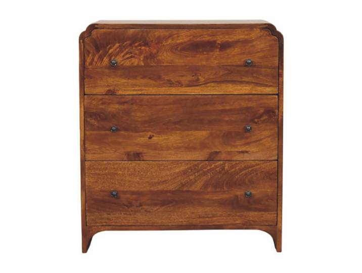 Artisan Furniture Kommode Newton Kastanie, 3 Schubladen, Dunkelbraun, Kastanienfarben, Holz, Echtholz,Mangoholz, Holz Optik, Rechteckig, 70x80x35 cm, Kleinmöbel, Kommoden