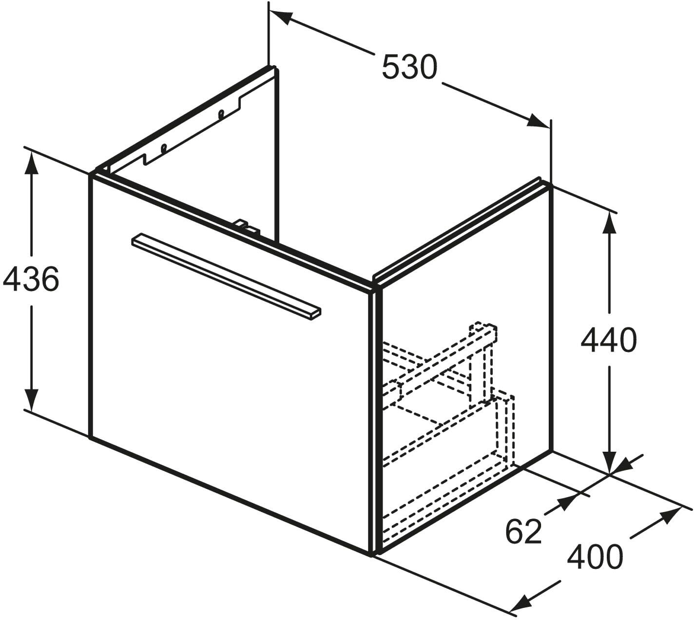 Ideal Standard life A Waschtischunterschrank 53 cm, mit 1 Auszug