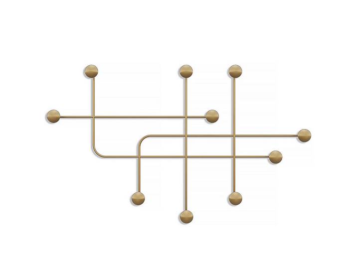 Wandgarderobe, Goldfarben, Metall, 64x107 cm, Garderobe, Garderobenpaneele, Wandgarderobe