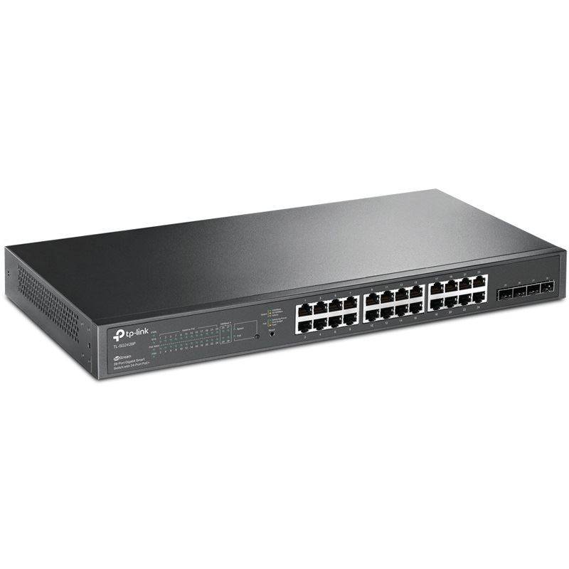 TP-Link Switch 24G 4SFP PoE+ 192W 24x10/100/1000 4SFP PoE+ L3 managed