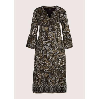 Midikleid MADELEINE "Kleid Paisley-Kleid mit Volantärmeln", Damen, Gr. 40, perlweiß, schilf, multicolor, Kleider Midikleid