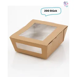 Kartonverpackungen Snackboxen mit Sichtfenster 450ml 200 Stk, to go, take away, biologisch abbaubar