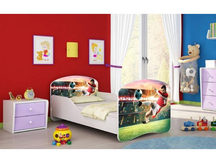 Kinderbett Milena mit verschiedenen Mustern - 140x70 - Football - Luxusbetten24