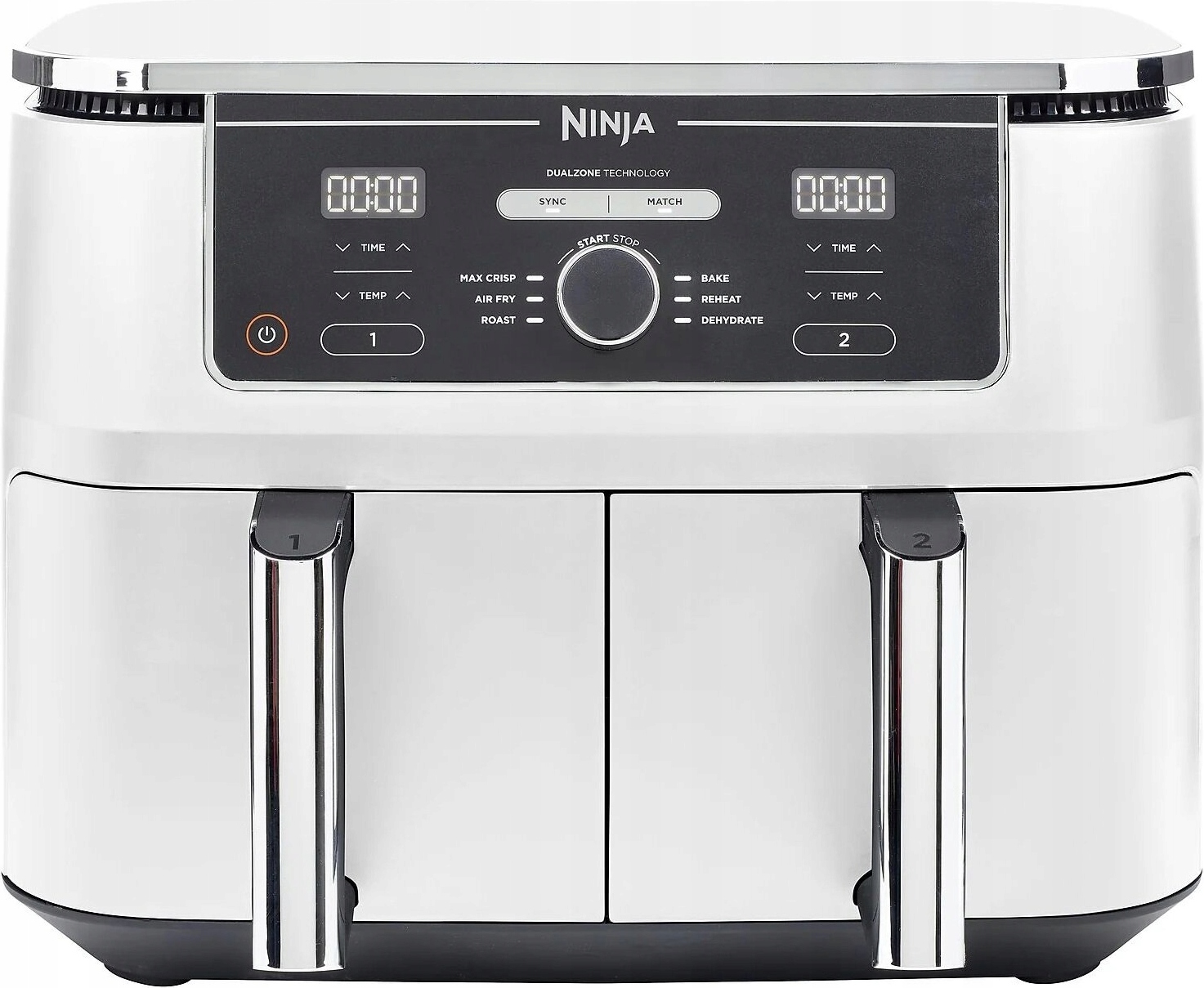 Ninja AF400EUWH Heißluftfritteuse mit 2 Körben 9,5 l, 2470 W, Max Crisp