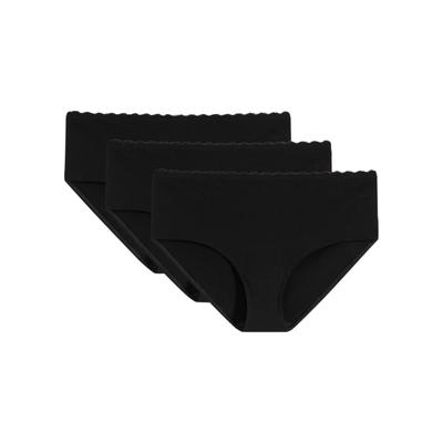 Umstandsslip BONPRIX, Damen, Gr. 44/46 (L), 3 Stk., Jersey, 3x schwarz, Jersey, Obermaterial: 95% Baumwolle, 5% Elasthan. Spitze: 90% Polyamid, 10% Elasthan, unifarben, figurbetont, Unterhosen, mit Spitze, verschiedene Konfektionsgrößen
