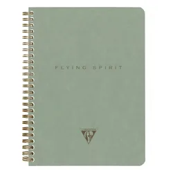 Clairefontaine 5x Flying Spirit Green, Notizbuch mit Doppelspirale, A5 14,8x21cm, 60Bl abtrennbar, liniert, 90g - Graugrün 107566C