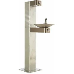 Trinkbrunnen HAWS 3377 inkl. Flaschenfüller mit Hygienespülung metallisch, satinierter Edelstahl