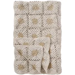 IB Laursen Plaid gehäkelt aus Baumwolle, 130x170 cm, Creme