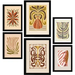 POSTER Set Mit 6 Drucken Von Stielen In Der Sammlung Ethnischer Style Drucke Dekorative Rahmen Für Ihr Zuhause Wandkunstdruck A3 & A4 Schwarzer Rahmen
