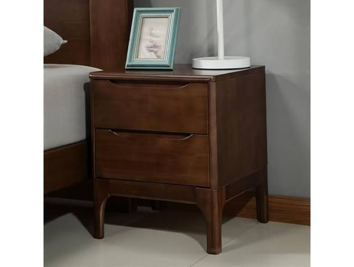 FAANAS Mid Century Modern Nachttisch, Betttisch mit 2 Lagerung Schublade Holz Akzent Abstelltisch Nachttisch Möbel für Schlafzimmer Wohnzimmer, Walnut