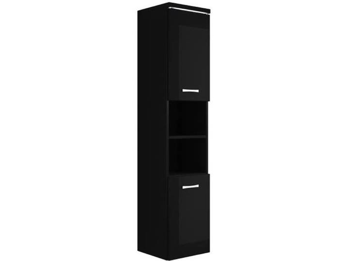 Armoire de rangement - Paso - Hauteur 160 cm - Noir brillant