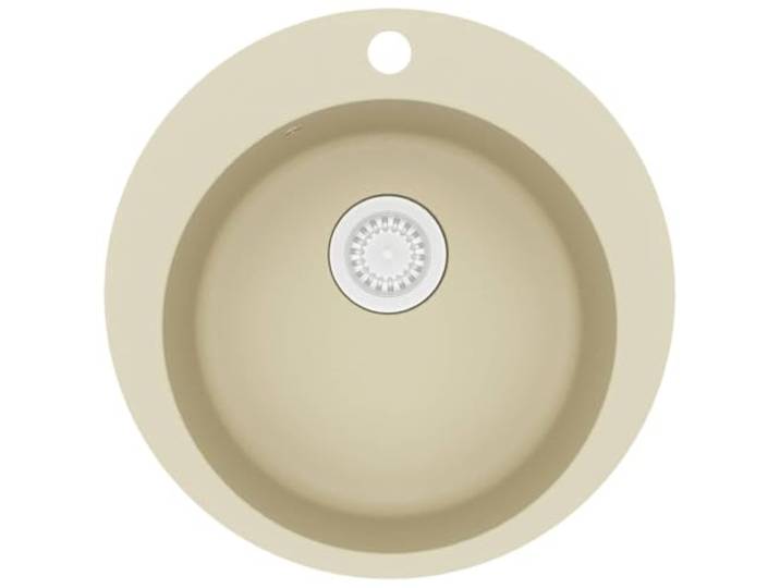 vidaXL Évier de cuisine Granit Seul lavabo Rond Beige