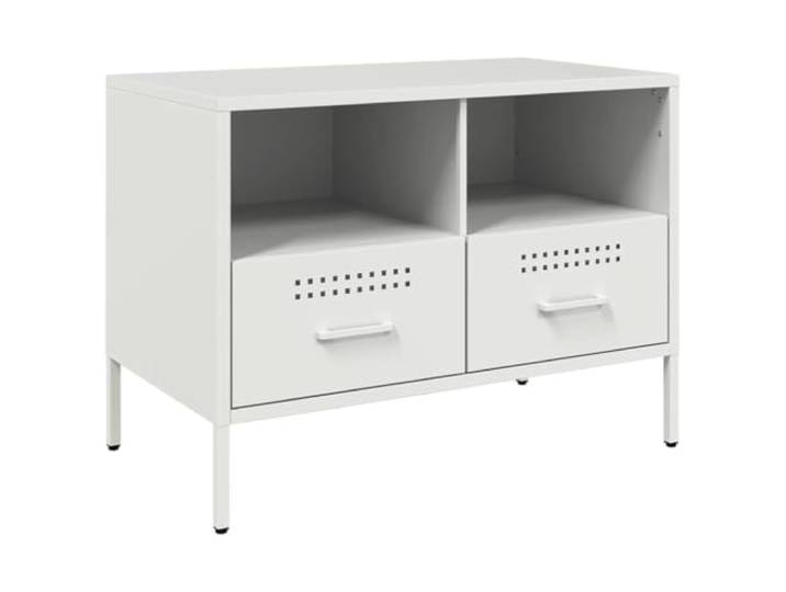 KGFHERENB TV-Schrank Metall Lowboard Weiß 68x39x50,5 cm Fernsehtisch Kompakte TV-Bank im Industrie-Design mit Schubladen für Schlafzimmer und Wohnbereich sorgt für geordnete Ablage.