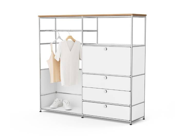 Tchibo - Kommode Metall »Cn3« mit Holzplatte - 154x42x140,5cm - chrom -