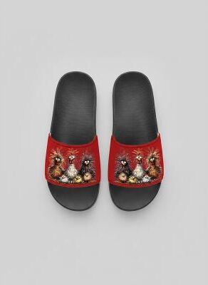 LightInthebox Women's Funny Chicken Print Slide Sandals – Comfortable Casual Slides for Summer Beachwear