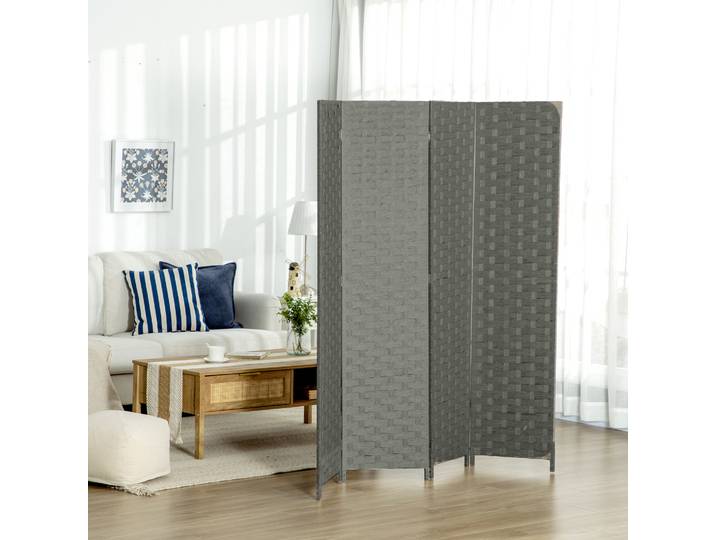 HOMCOM Paravent Bois 4 Panneaux Séparateur de Pièce