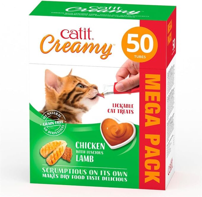 Catit Creamy Snacks Cremosos Pollo Y Cordero 50 Uds 10g