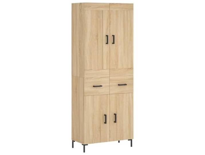 GFMGUEMV Highboard Sonoma-Eiche 69,5x34x180 cm aus Holzwerkstoff mit Türen Stauraum, Metallfüße, Türen, Feuchtigkeitsbeständigkeit, Wohnzimmer