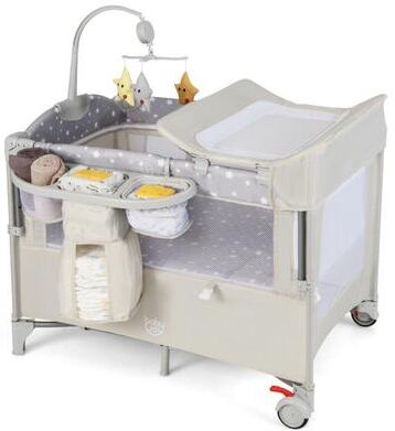 Costway 5-in-1 Portable Baby Beside Sleeper Bassinet Crib Playard with Diaper Changer-Beige