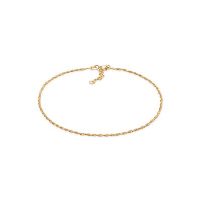 Fußkette ELLI "Fußschmuck Kordelkette Gedreht Basic Zeitlos 925 Silber" Gr. 22, gold, Fußketten, Damen, 22, Silber 925 (Sterlingsilber)