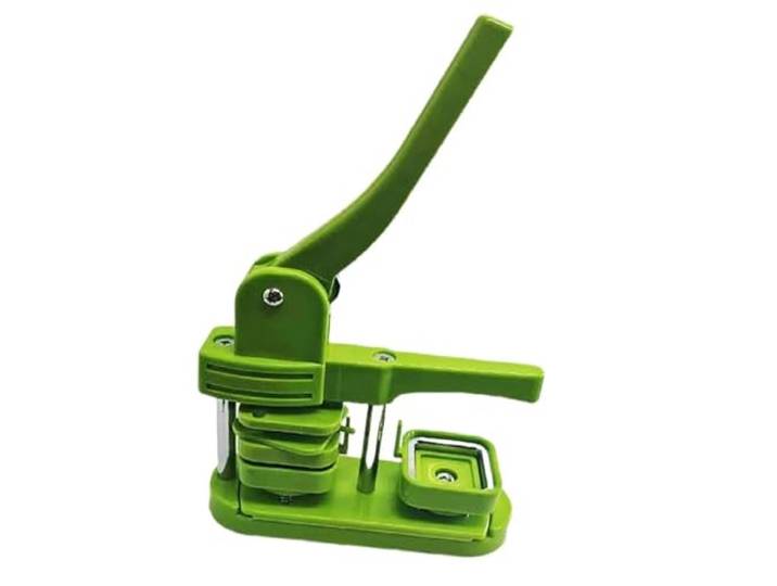 Badge Making Kit Quadratischer Kühlschrank-Knopfmacher, Hand für die DIY-Herstellung von Abzeichen, Kühlschrankmagneten, Knöpfen, 50 x 50 mm Button Press Maschine(Green)