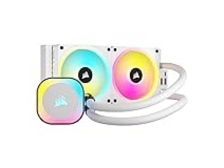 CORSAIR iCUE LINK H100i RGB Liquid CPU Cooler - 240mm AIO - Ventilateurs QX120 RGB - Convient à Intel® LGA 1700, AMD® AM5 - Hub Système iCUE LINK Inclus - Blanc