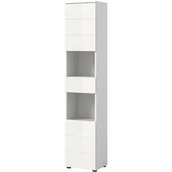 BADSCHRANK weiß Hochglanz 38 x 190 cm, Hochschrank mit viel Stauraum