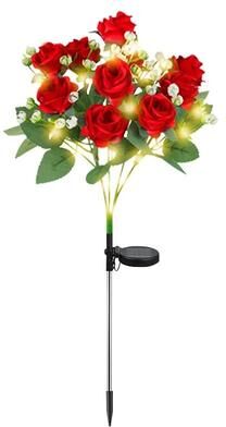Uplift Essentials Realistic LED Solar Azalea Flower Stake Light red