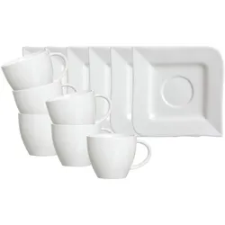 KAFFEETASSEN MIT UNTERTASSEN Melodie weiß 190 ml 6er Set