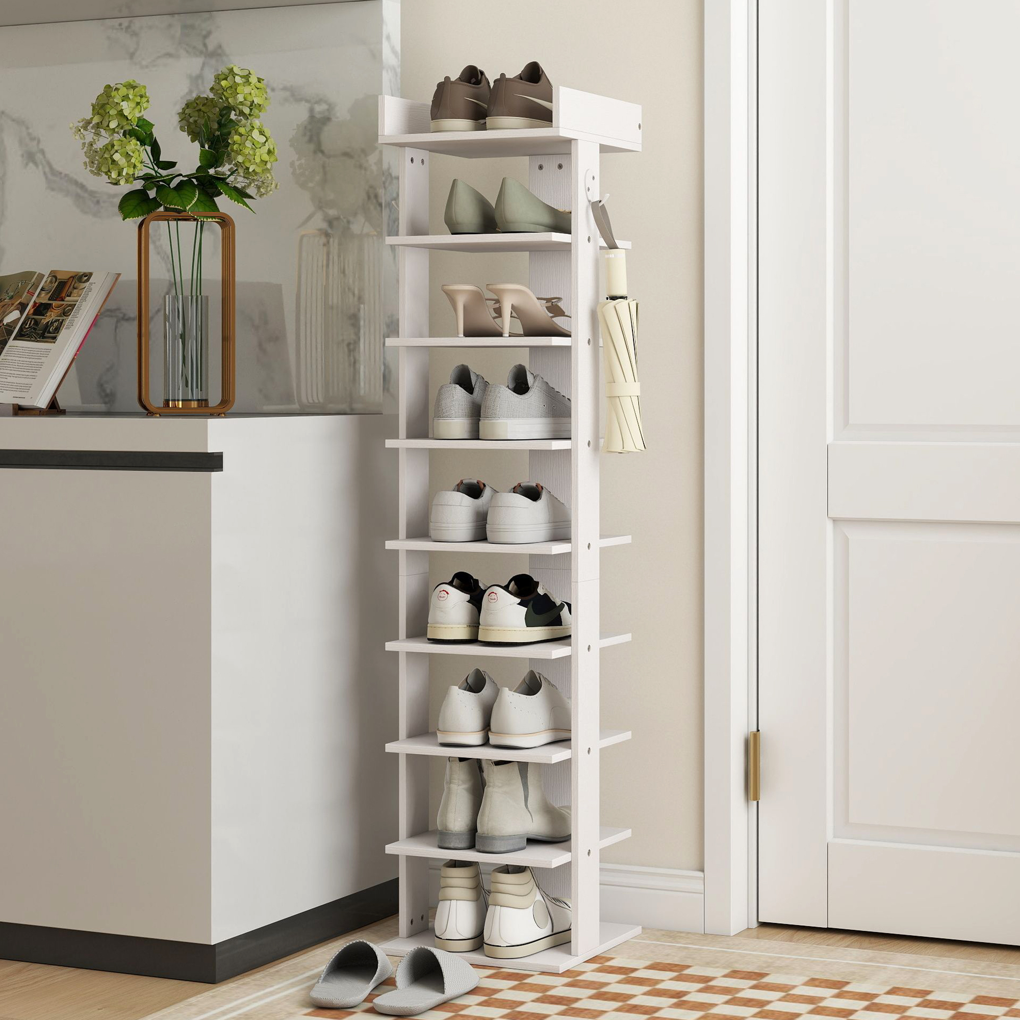 Homcom Scarpiera Organizzatore di Scarpe 9 Ripiani per Ingresso Bianco   Aosom Italy