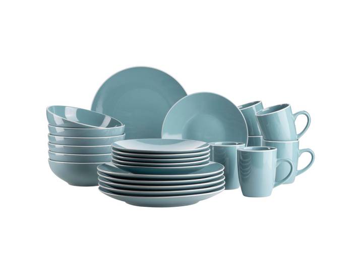 Mäser Kombiservice Elissa, Türkis, Keramik, 24-teilig, 380 ml,800 ml, 46.5x33x32 cm, Geschirr, Geschirrsets, Kombiservice