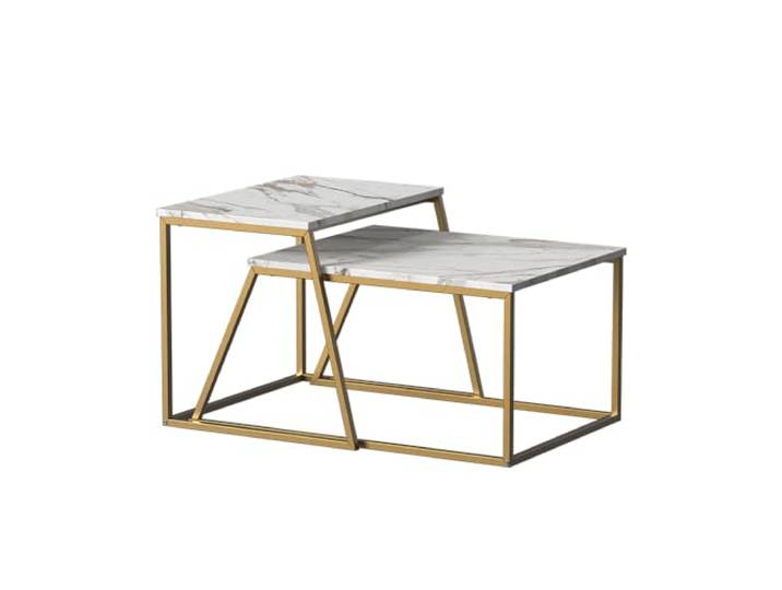 Vicco Couchtisch-Set Myra , Marmor/Gold 60 x 50 cm 2 Teile, zur flexiblen Nutzung als Beistell- oder Ablagetisch