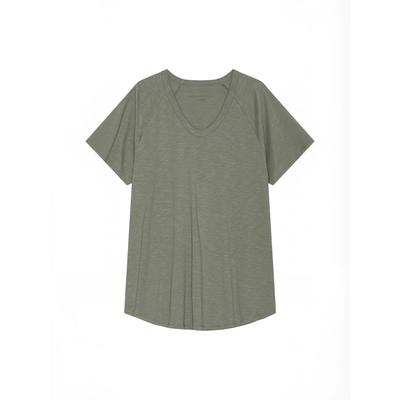 Kurzarmhemd MOSHI MOSHI MIND "moshi moshi mind T-shirt favourite", Damen, Gr. onesize, grün (khaki gray), Obermaterial: 100% Baumwolle, Hemden