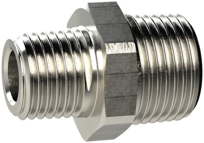 Riegler Nipple double filetage, conique, R 3/4 ext., R 1 int., SW 36, MS chromé (MSN252R341)