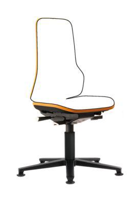 Arbeitsstuhl bimos NEON, Synchronmechanik, Grundmodell ohne Polsterelement, mit Gleitern, Flexband orange