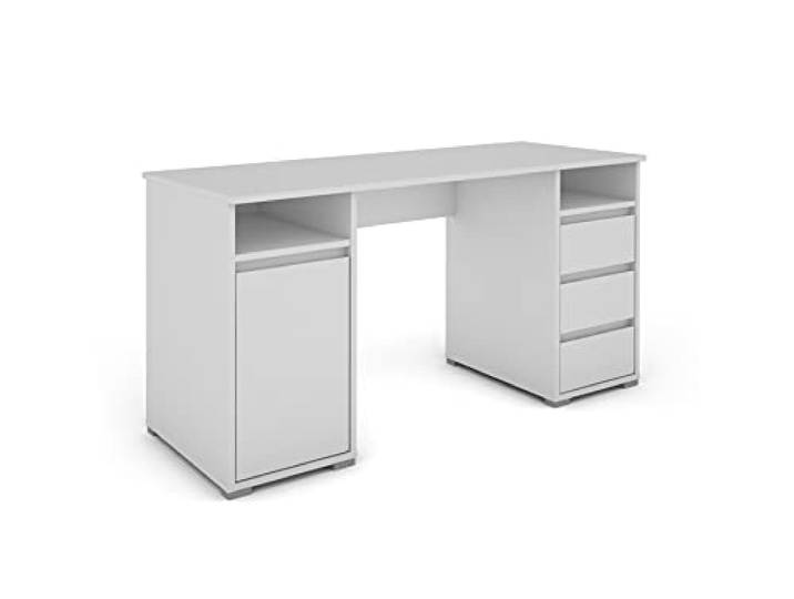 byLIVING Lobo 01 Bureau\, Bois aggloméré\, Blanc\, B 138\, H 75\, T 55 cm