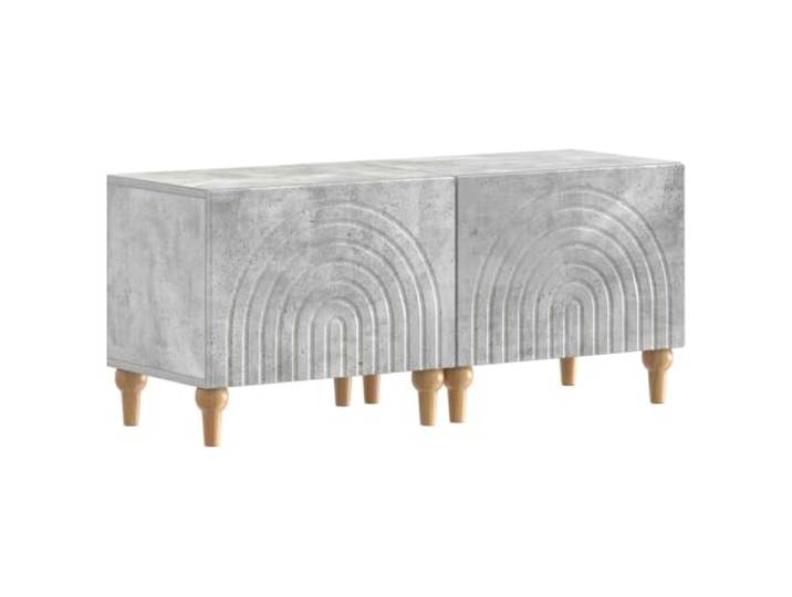 GKMBCVDFR TV-Schrank Betongrau Holzwerkstoff 98x35x43 cm Fernsehschrank Umkehrbare Türen, 90-Grad-Scharniere, feuchtigkeitsresistent, pflegeleicht, platzsparend