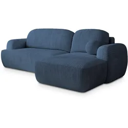 ECKSOFA MODENZA P R-S Blau Kordstoff mit Schlaffunktion