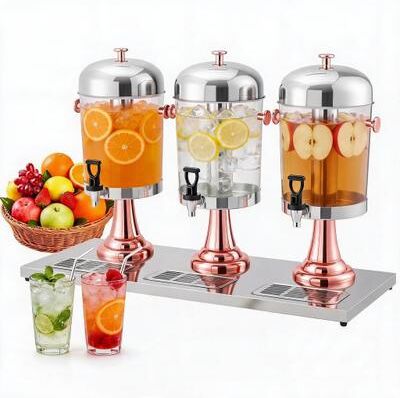 Garvee Commercial Beverage Dispenser with Ice Core, Stainless Steel Drink Dispenser with Stand, Spigot and Drip Tray