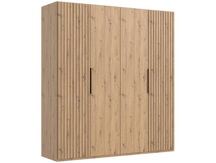 Drehtürenschrank WIMEX Andorra by fresh to go , braun (artisan eiche nachbildung, akustikpaneel optik artisan eiche nachbildung), B:200cm H:216cm T:58cm, Holzwerkstoff, Schränke, Drehtürenschrank, Mit 3D-Leisten für Akustikpaneel-Optik