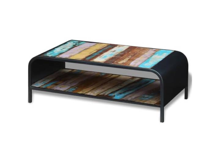 HKLGBVCR Couchtisch aus recyceltem Massivholz mit Regal, Vintage-Stil