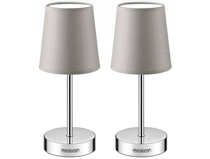 Monzana Set de 2 Lampe de table Taupe avec abat-jour lampe de chevet interrupteur E14 pour chambre salon décoration