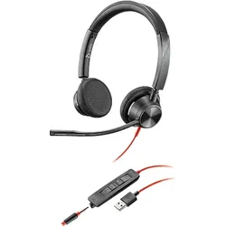 HP Poly Blackwire 3225 USB-C + 3.5-mm-Stecker USB-C/A-Adapter, Kabelgebundenes Stereo-Headset Schwarz