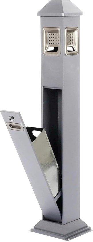 Famanu Abfallbehälter Vertikal - Mit abschließbarem Deckel - 120 cm hoch - Silber