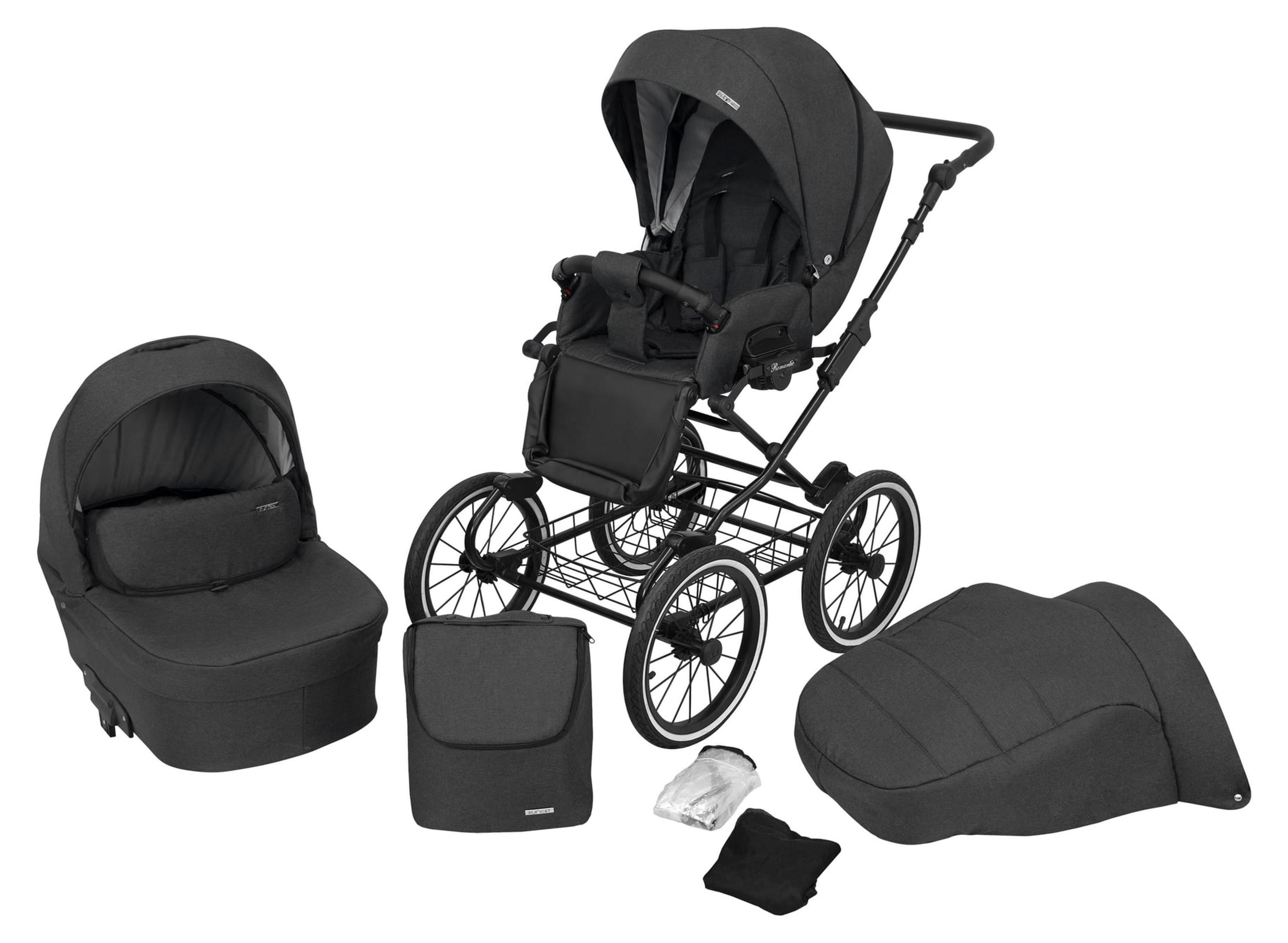 Kinderwagen Kunert Romantic 2in1 - Schwarzes Gestell - Farbe: Anthrazit