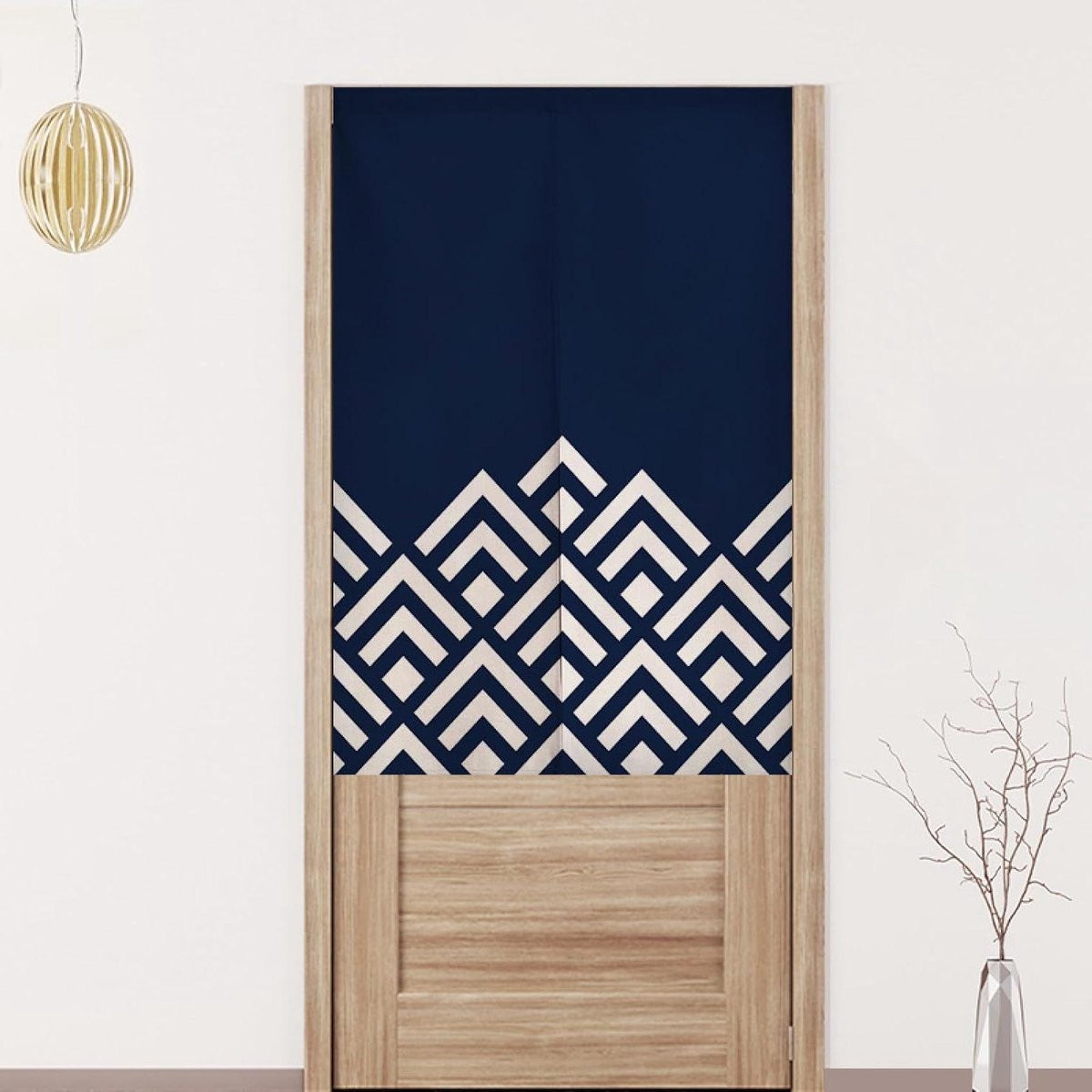 Japans Scheidingsgordijn Driehoek - Deurgordijn Wandkleed voor het Verdelen van Ruimte - Twee Delen - 70 x 150 cm