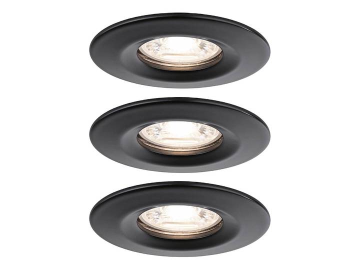 Spots Mini Coin - Lot de 3 7 x 7cm Noir Aluminium verni LED Module LED