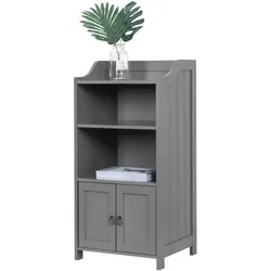 Relaxdays Badezimmerschrank 4 Fächer & Türfach Grau