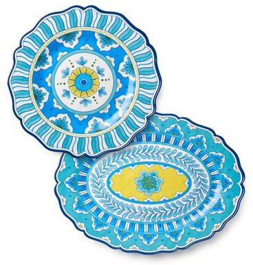 "Certified International Porto Melamine 2 Piece Platter Set - 18.00""L x 13.50.""H x 0.75""H"